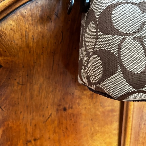 Coach Small Suede and Canvas Shoulder Purse - Picture 11 of 11